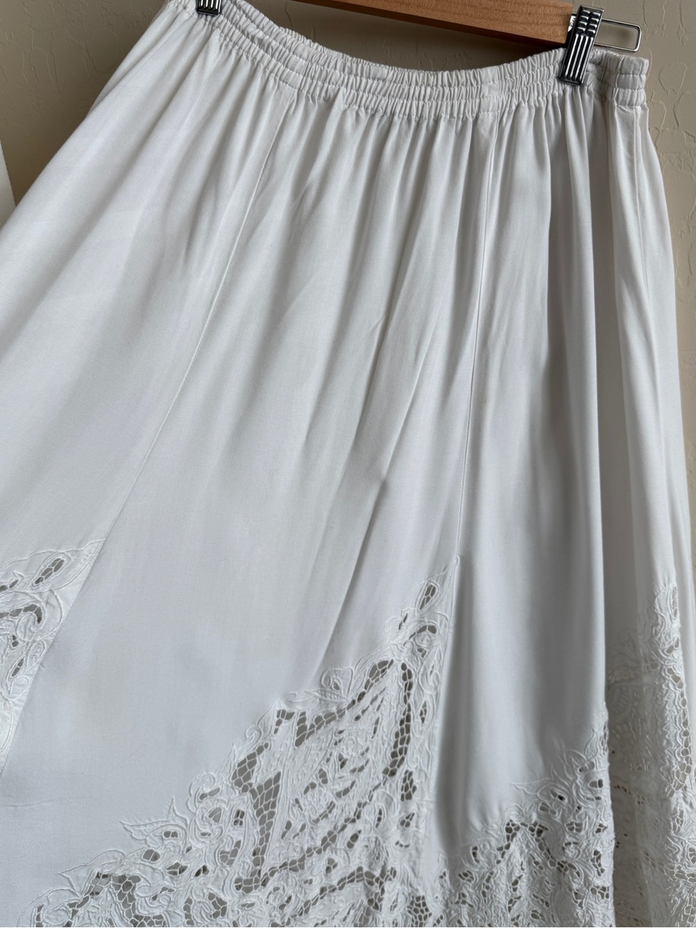 Vintage White Martha Riestra Openwork Hem Maxi Skirt Medium - Picture 3 of 6